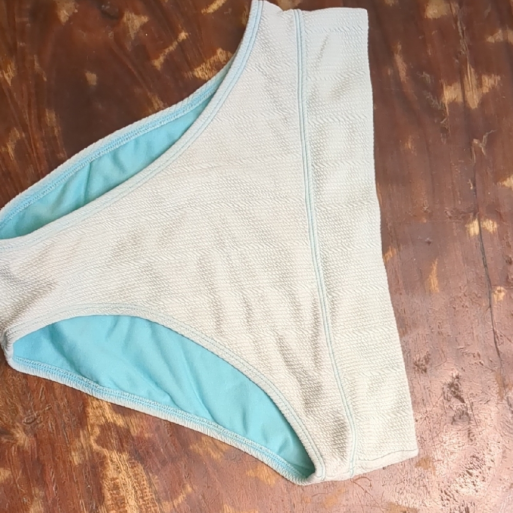 Women's Cream and Blue Swim Bottom
